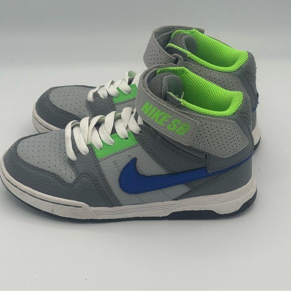 Nike SB Mogan Kids' Gray, Neon Green and Blue Mid Sneakers - Picture 2 of 8